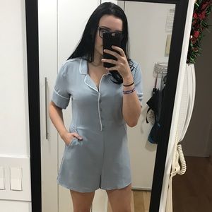 NWOT Lush Blue Waitress Inspired Romper